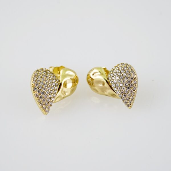 E2095 Earrings - Aretes - Zircon Stone - 14K Real Color