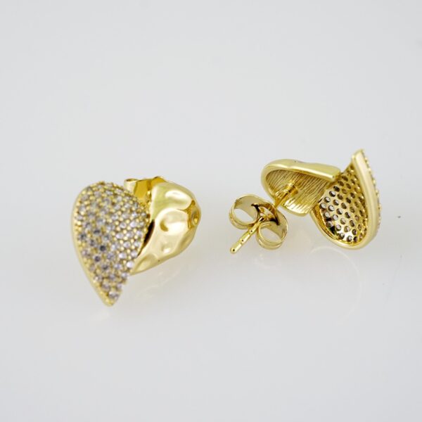 E2095 Earrings - Aretes - Zircon Stone - 14K Real Color