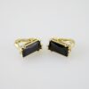 E2097 Earrings - Aretes - Zircon Stone - 14K Real Color - Black