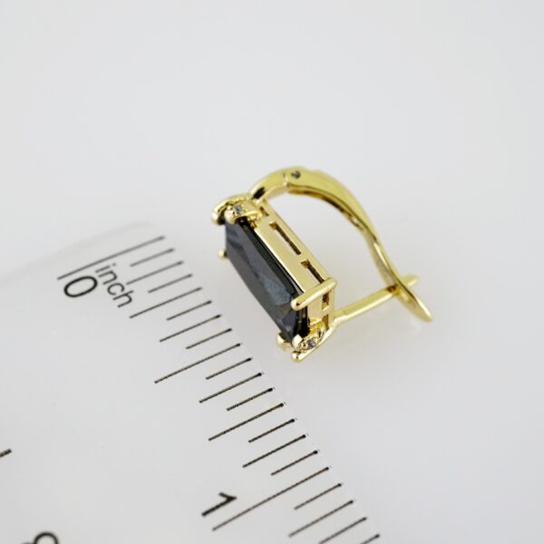 E2097 Earrings - Aretes - Zircon Stone - 14K Real Color - Black