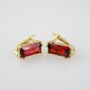 E2098 Earrings - Aretes - Zircon Stone - 14K Real Color - Red