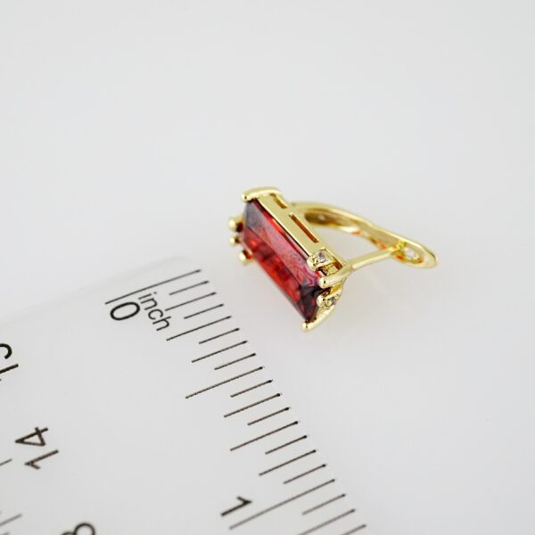 E2098 Earrings - Aretes - Zircon Stone - 14K Real Color - Red
