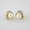 E2099 Earrings - Aretes - Zircon Stone - 14K Real Color - Pearl