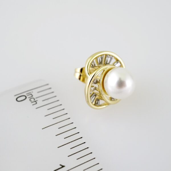 E2099 Earrings - Aretes - Zircon Stone - 14K Real Color - Pearl - Image 3