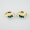 E2100 Earrings - Aretes - Zircon Stone - 14K Real Color - Blue