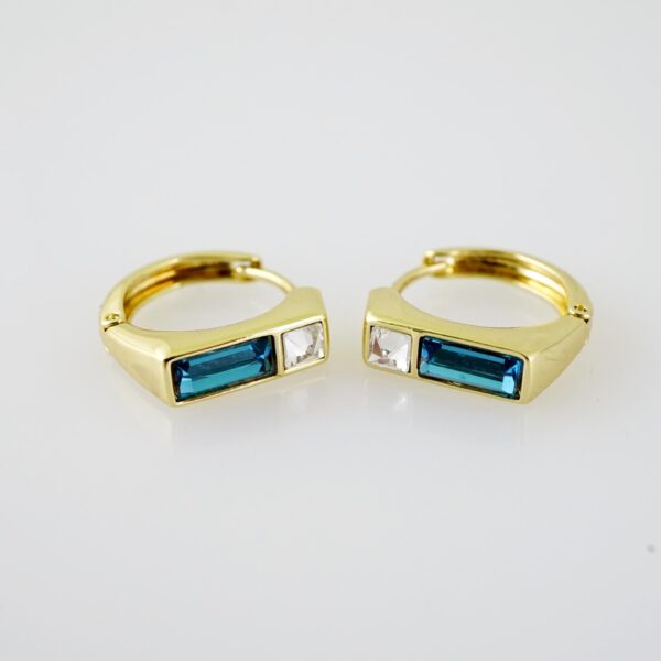 E2100 Earrings - Aretes - Zircon Stone - 14K Real Color - Blue