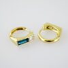 E2100 Earrings - Aretes - Zircon Stone - 14K Real Color - Blue - Image 2