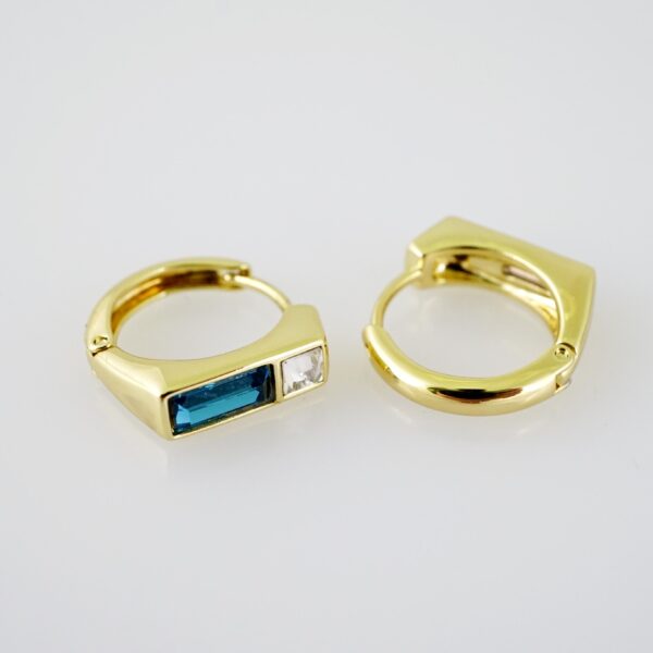 E2100 Earrings - Aretes - Zircon Stone - 14K Real Color - Blue