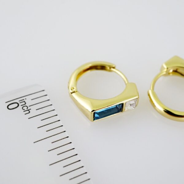 E2100 Earrings - Aretes - Zircon Stone - 14K Real Color - Blue