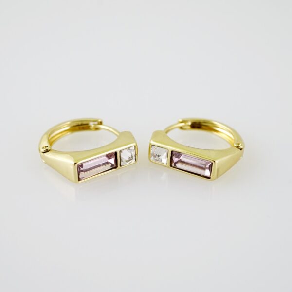 E2101 Earrings - Aretes - Zircon Stone - 14K Real Color