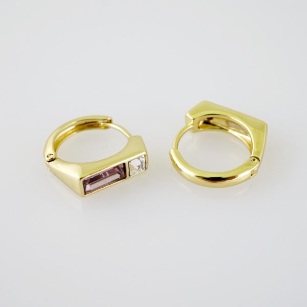 E2101 Earrings - Aretes - Zircon Stone - 14K Real Color