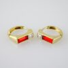 E2102 Earrings - Aretes - Zircon Stone - 14K Real Color - Red