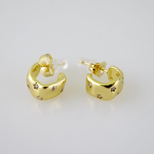 E2104 Earrings - Aretes - Zircon Stone - 14K Real Color