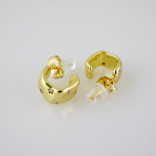 E2104 Earrings - Aretes - Zircon Stone - 14K Real Color