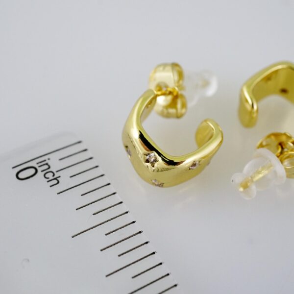E2104 Earrings - Aretes - Zircon Stone - 14K Real Color