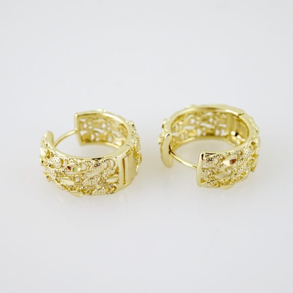E2114 Earrings - Aretes - Plain - 14K Real Color - Image 2
