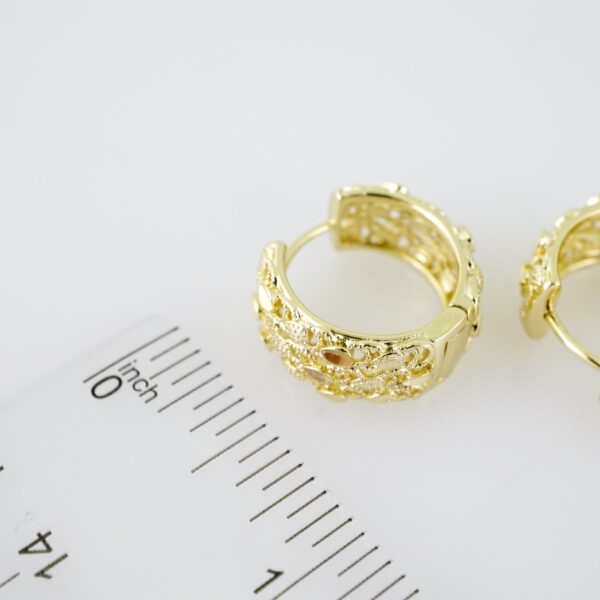E2114 Earrings - Aretes - Plain - 14K Real Color - Image 3