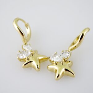E2116 Earrings - Aretes - Zircon Stone - 14K Real Color