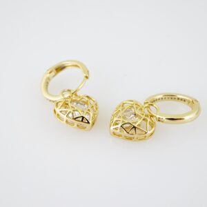 E2117 Earrings - Aretes - Zircon Stone - 14K Real Color