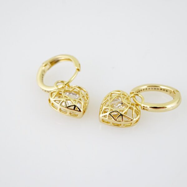 E2117 Earrings - Aretes - Zircon Stone - 14K Real Color