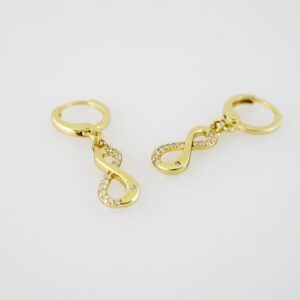 E2119 Earrings - Aretes - Zircon Stone - 14K Real Color