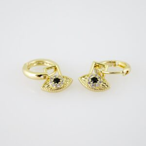 E2122 Earrings - Aretes - Zircon Stone - 14K Real Color