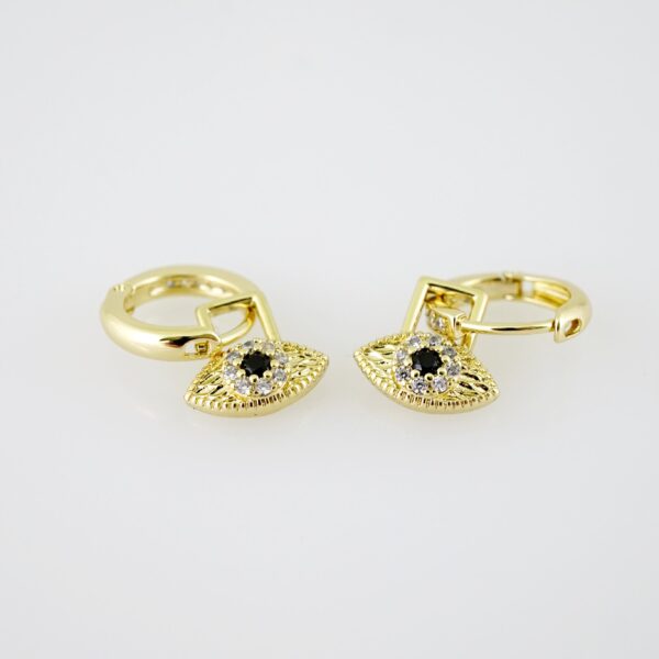 E2122 Earrings - Aretes - Zircon Stone - 14K Real Color