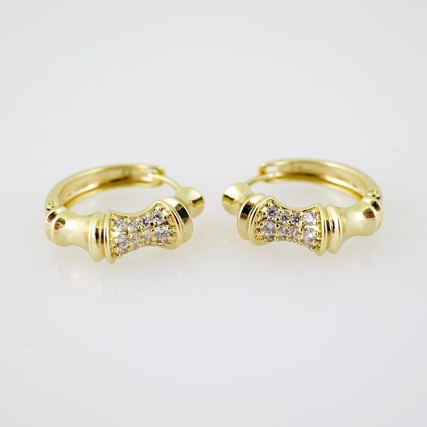 E2123 Earrings - Aretes - Zircon Stone - 14K Real Color