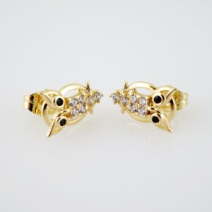 E2128 Earrings - Aretes - Zircon Stone - 14K Real Color
