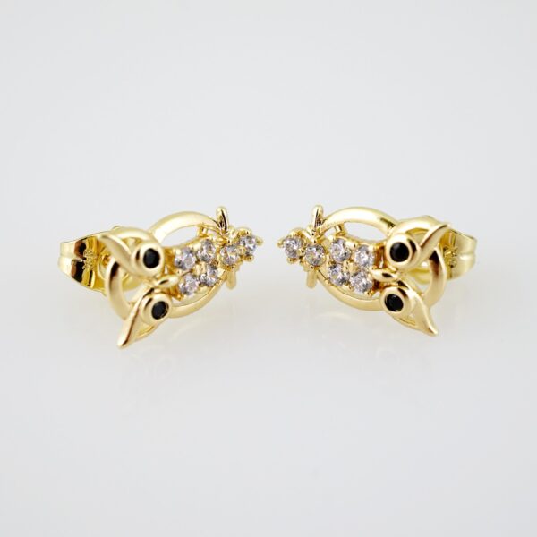 E2128 Earrings - Aretes - Zircon Stone - 14K Real Color