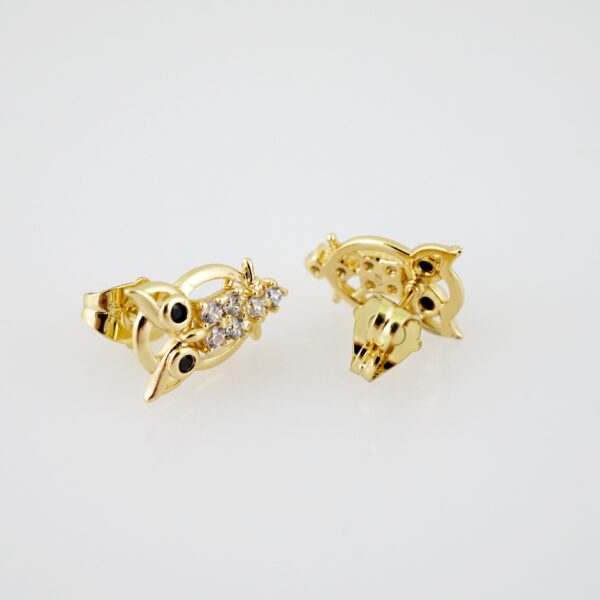 E2128 Earrings - Aretes - Zircon Stone - 14K Real Color - Image 2