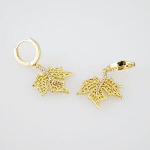E2129 Earrings - Aretes - Zircon Stone - 14K Real Color