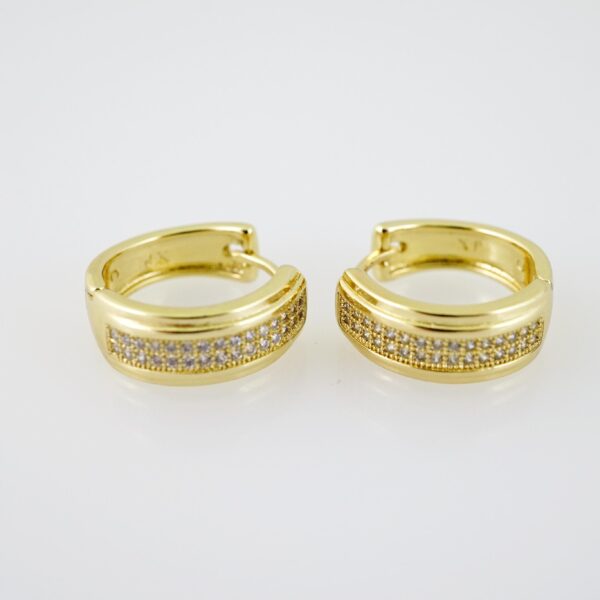 E2131 Earrings - Aretes - Zircon Stone - 14K Real Color