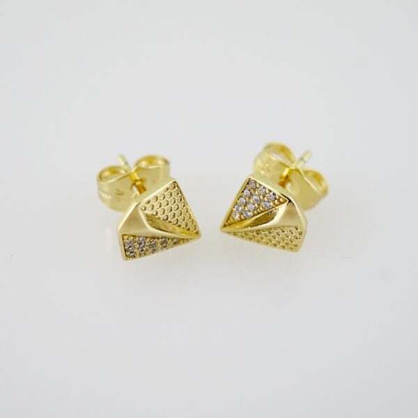 E2132 Earrings - Aretes - Zircon Stone - 14K Real Color