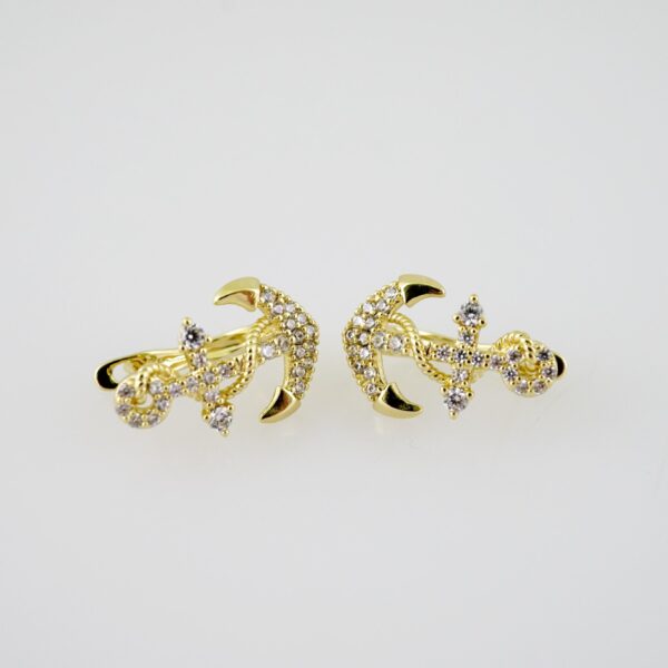 E2133 Earrings - Aretes - Zircon Stone - 14K Real Color