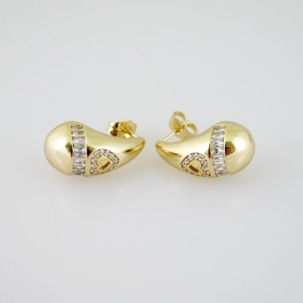 E2134 Earrings - Aretes - Zircon Stone - 14K Real Color