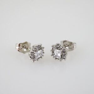 E2135 Earrings - Aretes - Zircon Stone - Silver Color