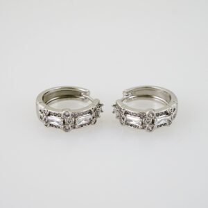 E2137 Earrings - Aretes - Zircon Stone - Silver Color