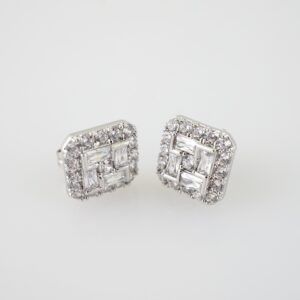 E2139 Earrings - Aretes - Zircon Stone - Silver Color