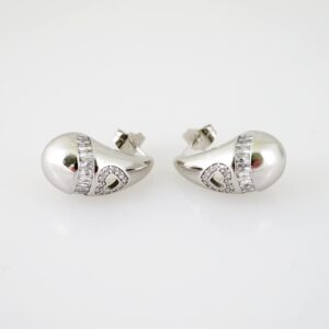E2140 Earrings - Aretes - Zircon Stone - Silver Color