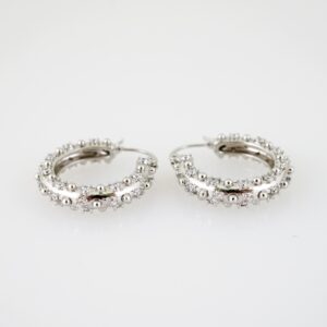 E2141 Earrings - Aretes - Zircon Stone - Silver Color