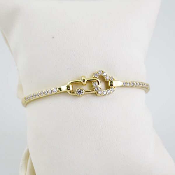 P387 Bangle - Pulsos Duros - Zircon Stone - 14K Real Color