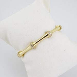 P385 Bangle - Pulsos Duros - Zircon Stone - 14K Real Color