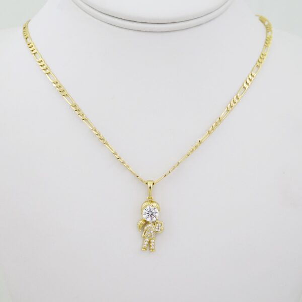 SET1615 Cadenas - Colgante -  Chain W - Pendants - 14K Real Color - Zircon Stone - 3mmX50cm