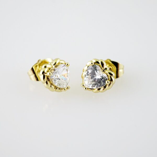 E2157 Earrings - Aretes - Zircon Stone - 14K Real Color