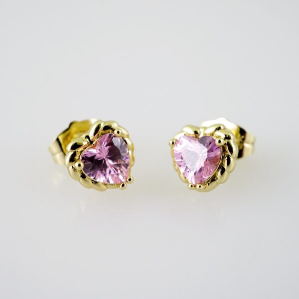 E2159 Earrings - Aretes - Zircon Stone - 14K Real Color