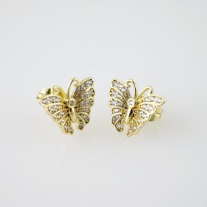 E2160 Earrings - Aretes - Zircon Stone - 14K Real Color