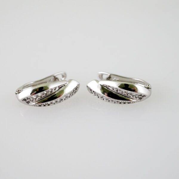 E2162 Earrings - Aretes - Zircon Stone - Silver Color