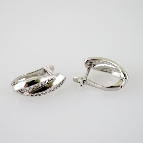 E2162 Earrings - Aretes - Zircon Stone - Silver Color - Image 2