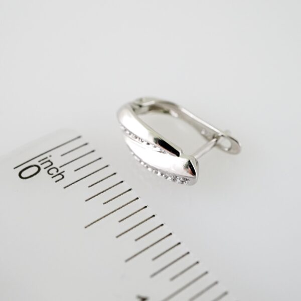 E2162 Earrings - Aretes - Zircon Stone - Silver Color - Image 3